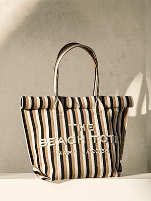 A striped tote bag.