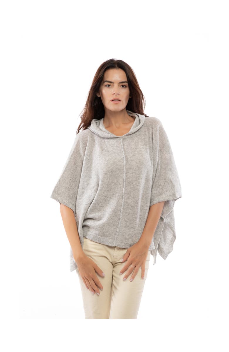 Monticelli Cashmere Pure Cashmere Hoodie Poncho, Main, color, Light Gray