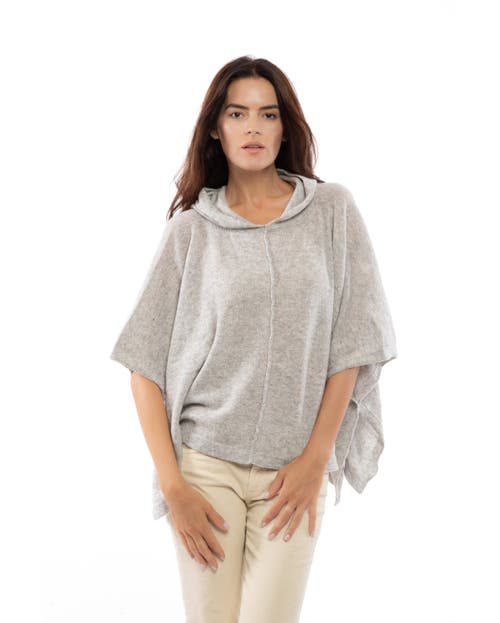 Monticelli Cashmere Pure Cashmere Hoodie Poncho In Gray