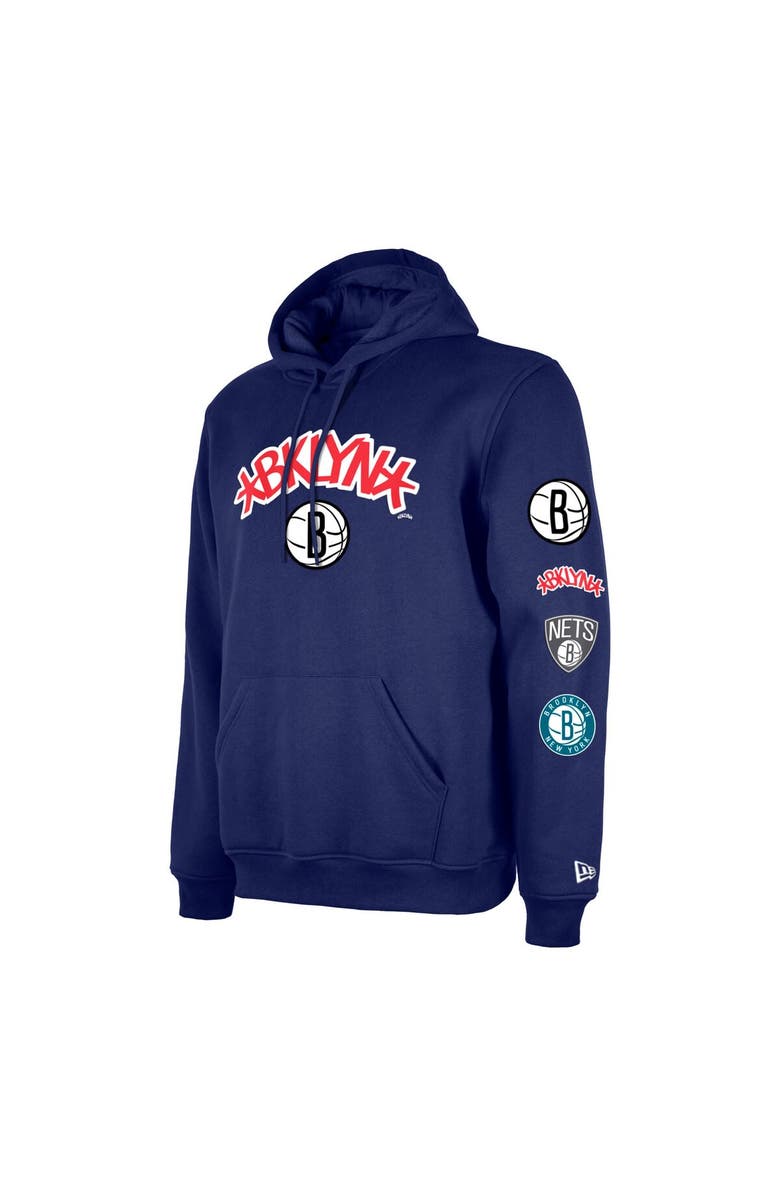 New Era Men's New Era Blue Brooklyn Nets Big & Tall 2023/24 City Edition Jersey Pullover Hoodie, Alternate, color, 