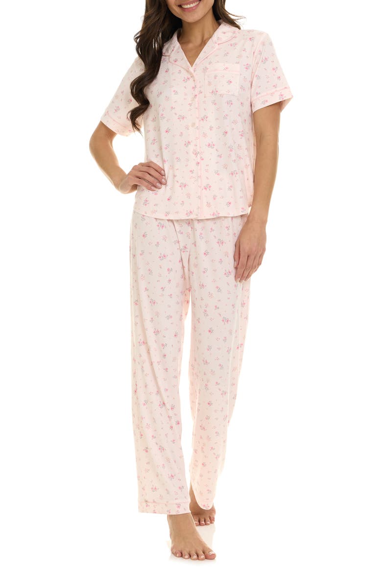 Gabriella Piped Jersey Pajamas, Alternate, color, LIGHT PINK