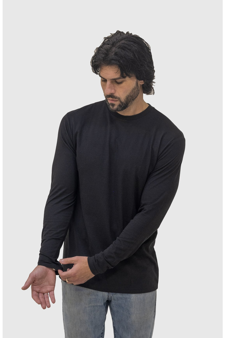 Standard Long Sleeve Crew Neck T-Shirt 3-Pack, Alternate, color, Black, White, Slate Blue