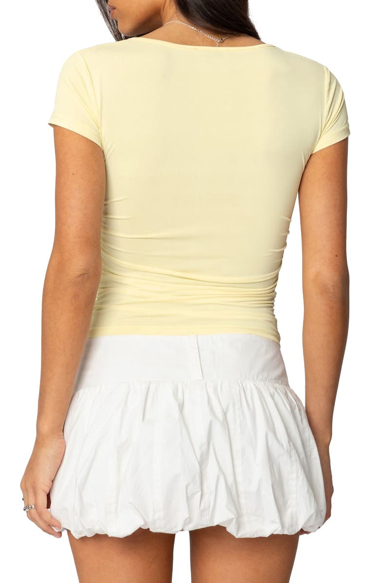 EDIKTED Burkley Keyhole Gathered Top, Alternate, color, Yellow