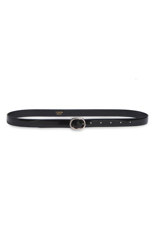 Vince Stitched Lizard Embossed Glazed Leather Belt
