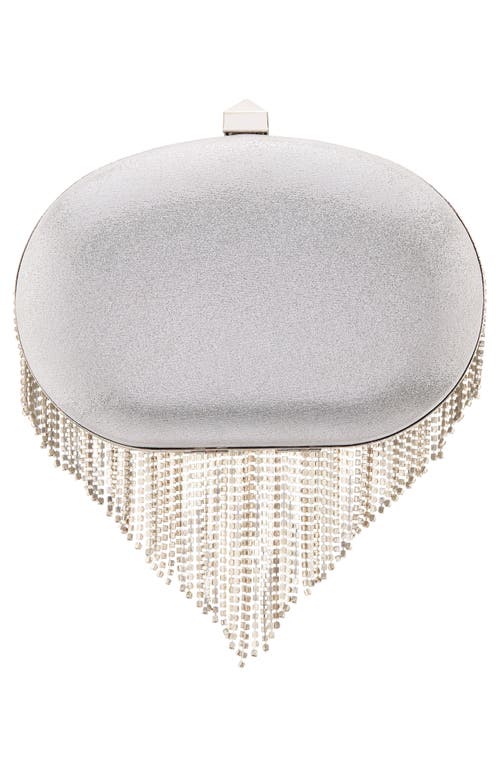 Nina Crystal Chain Draped Minaudier In Silver