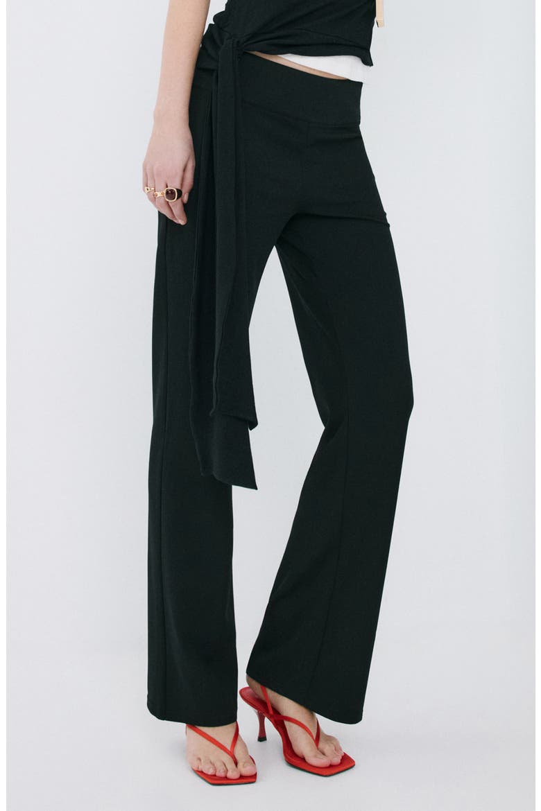 Pull-On Mid Rise Flare Pants, Main, color, BLACK