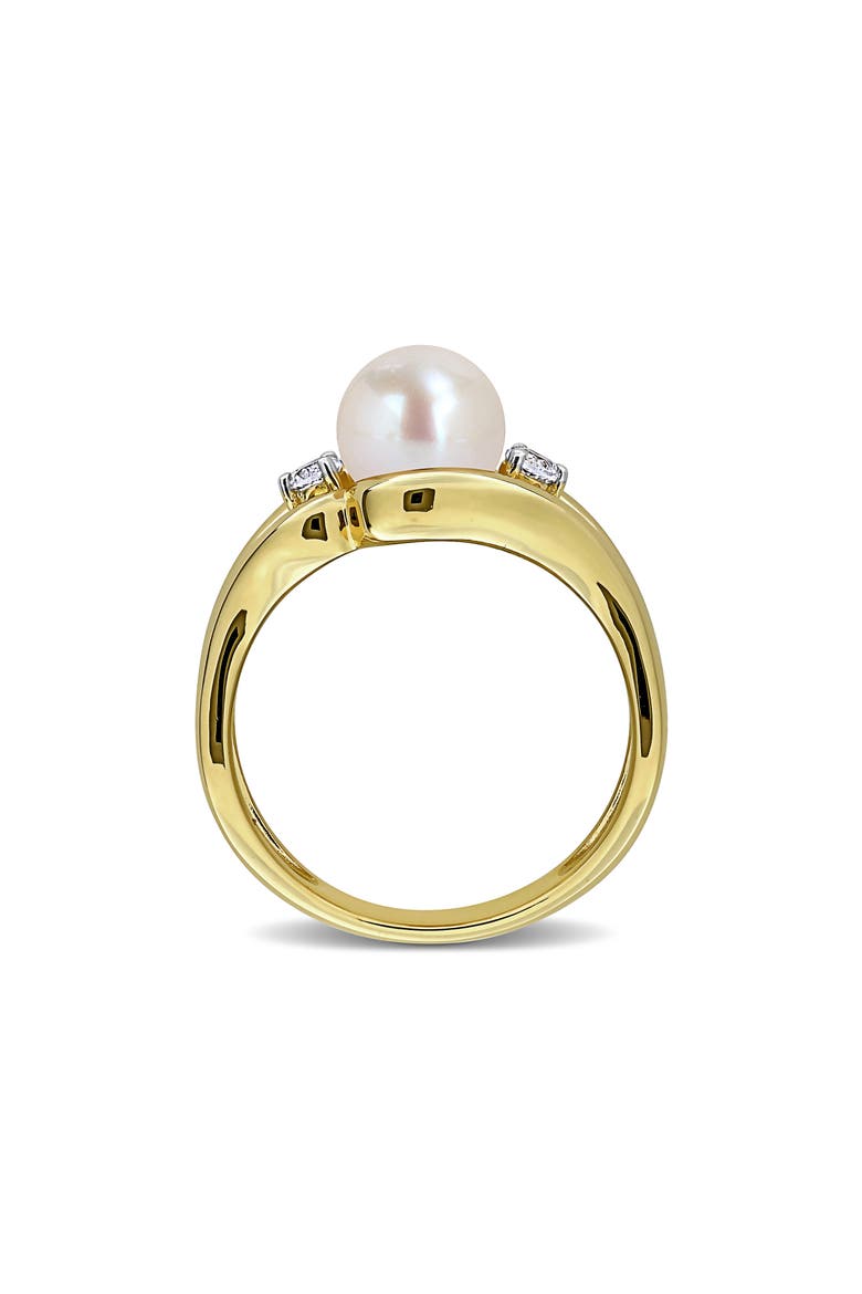 7-7.5mm Cultured Freshwater Pearl & White Sapphire Open Band Ring, Alternate, color, WHITE