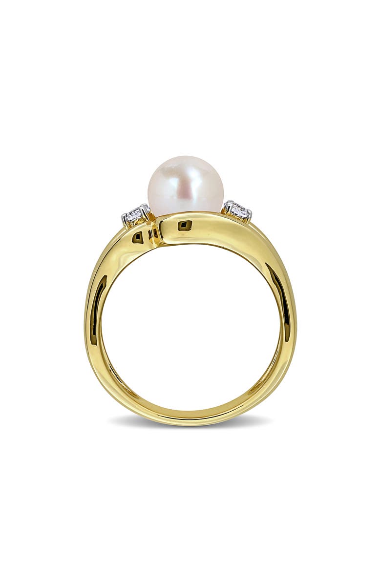 DELMAR 7-7.5mm Cultured Freshwater Pearl & White Sapphire Open Band Ring, Alternate, color, White