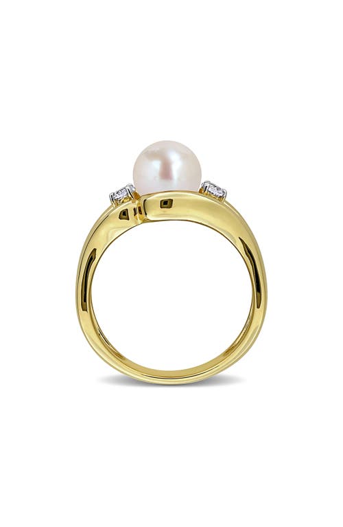 Delmar 7-7.5mm Cultured Freshwater Pearl & White Sapphire Open Band Ring In Gold