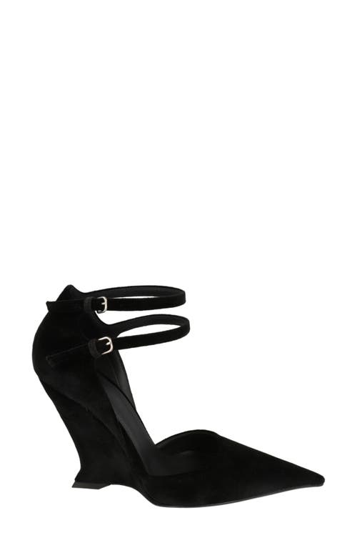 Ferragamo Vidya Suede Wedge Pump In Black