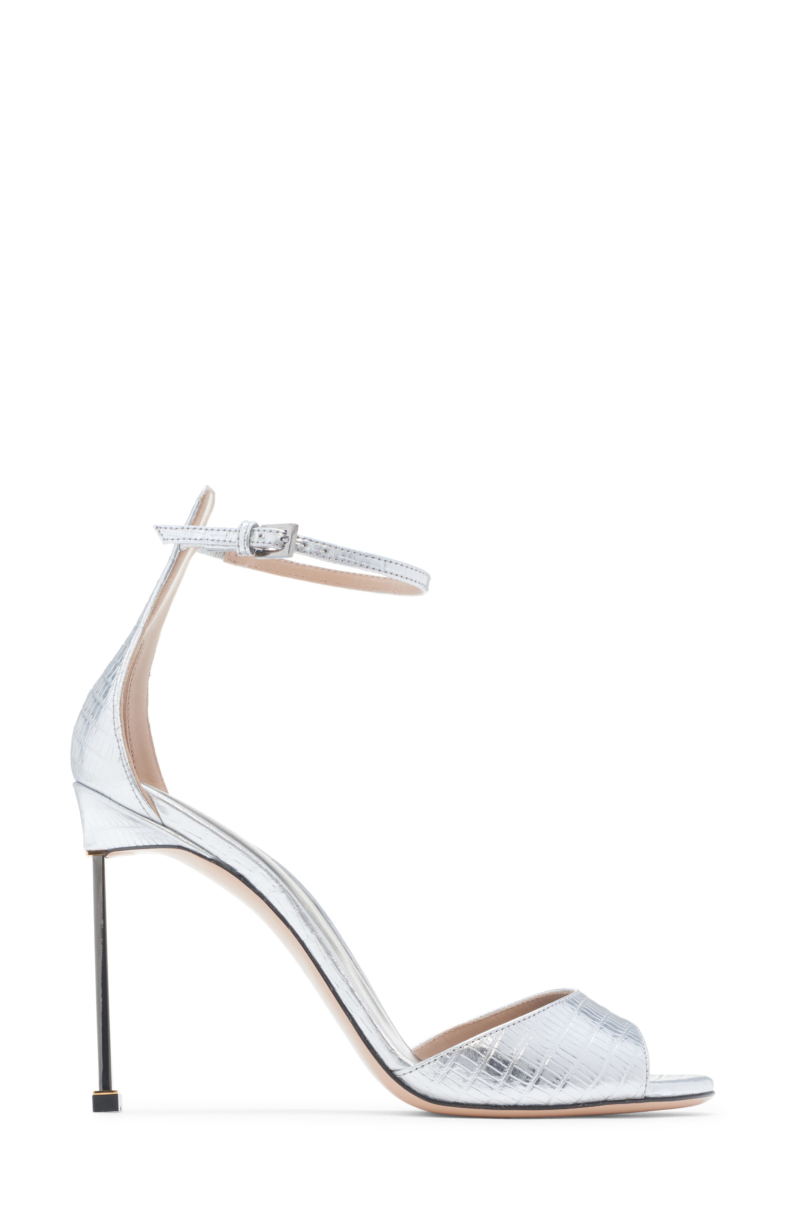 TOM FORD Stiletto Ankle Strap Sandal, Alternate, color, Silver