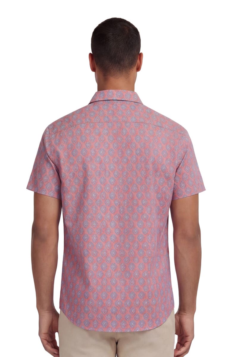 Lords of Harlech Mud Geo Mens Printed Button Up Shirt, Alternate, color, Mud Geo Coral