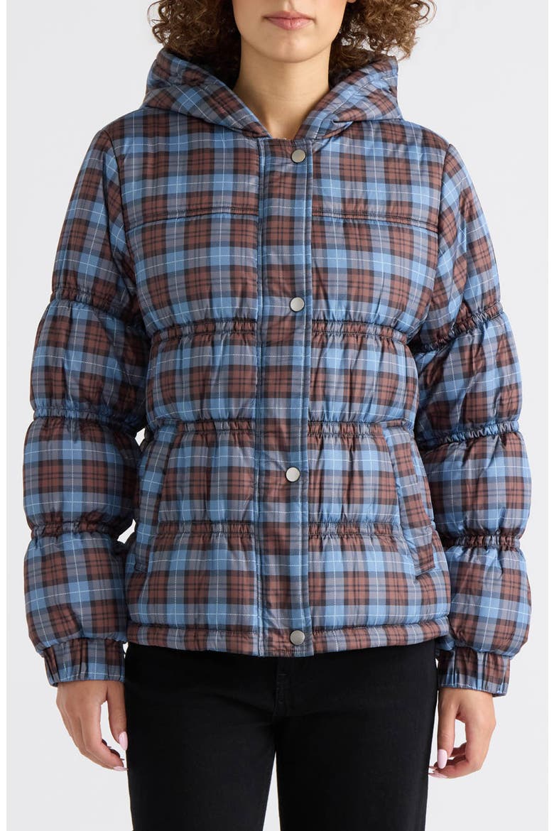 Fenna Hooded Puffer Jacket, Main, color, BLUE PLAID