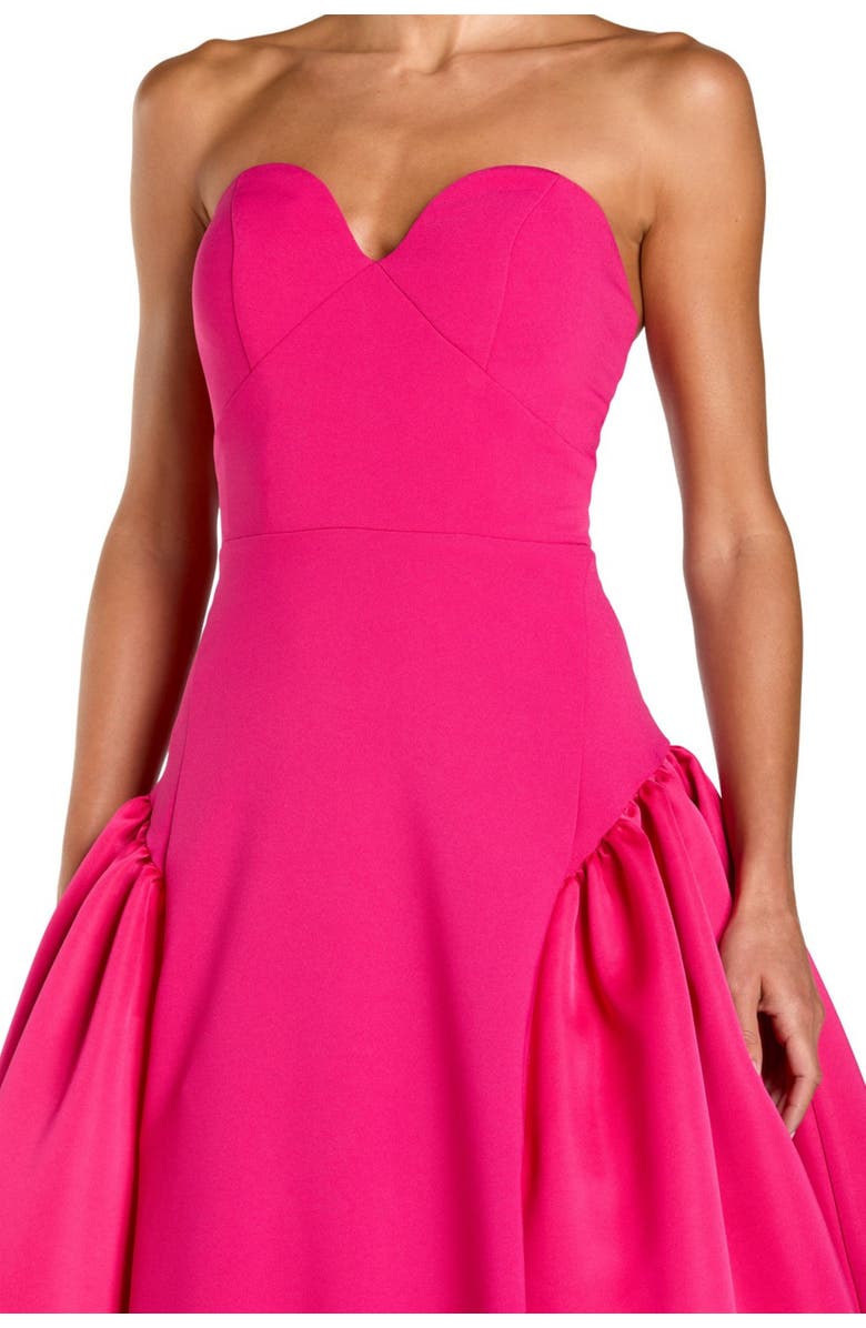Mac Duggal Strapless Sweetheart Crepe Gown With Satin Skirt, Alternate, color, Hot Pink