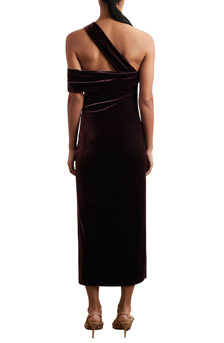 Reiss Dalia Velvet Off the Shoulder Midi Dress, Alternate, color, Burgundy