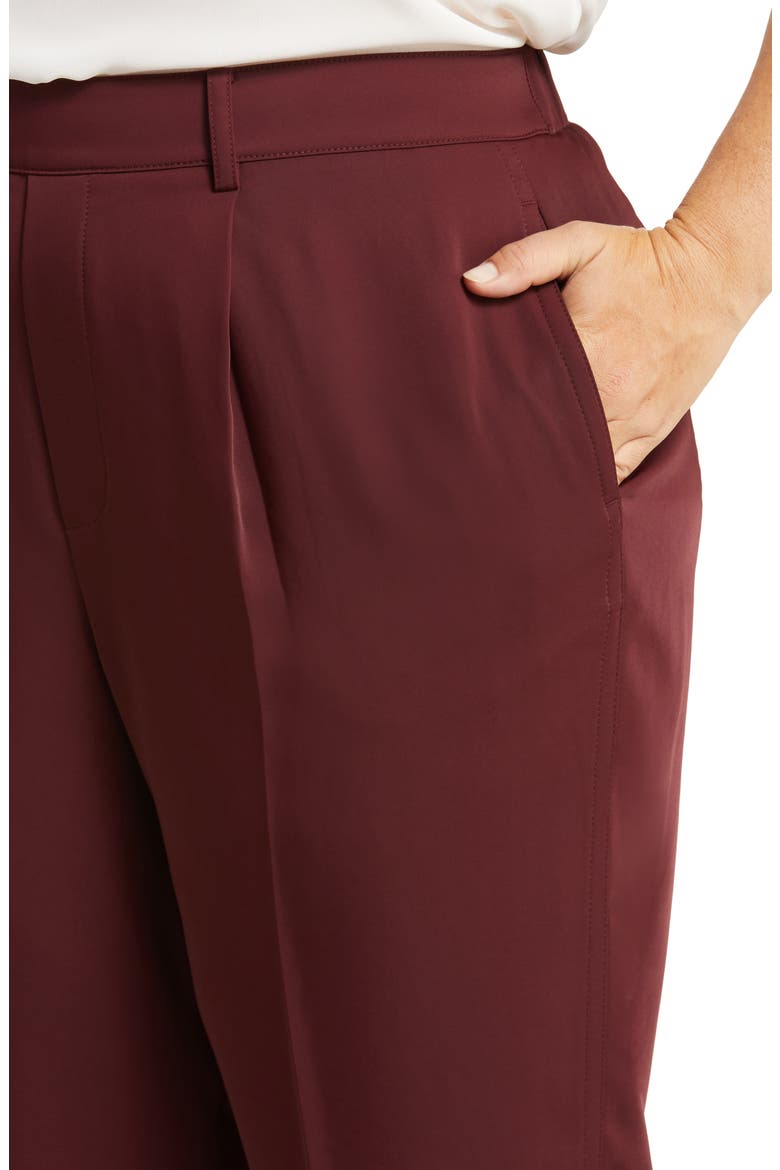 Pleated Tapered Pants, Alternate, color, PLUM WINE