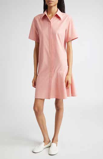 Flounce Hem Slub Cotton Shirtdress