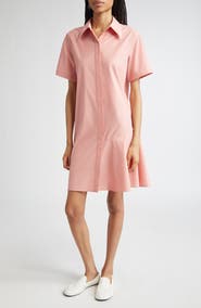 Lafayette 148 New York Flounce Hem Slub Cotton Shirtdress