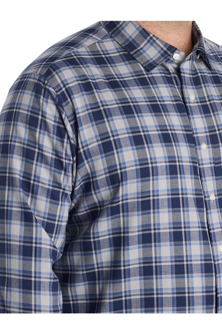 Big & Tall Plaid Tech Twill Sport Shirt, Alternate, color, ULTIMATE GREY