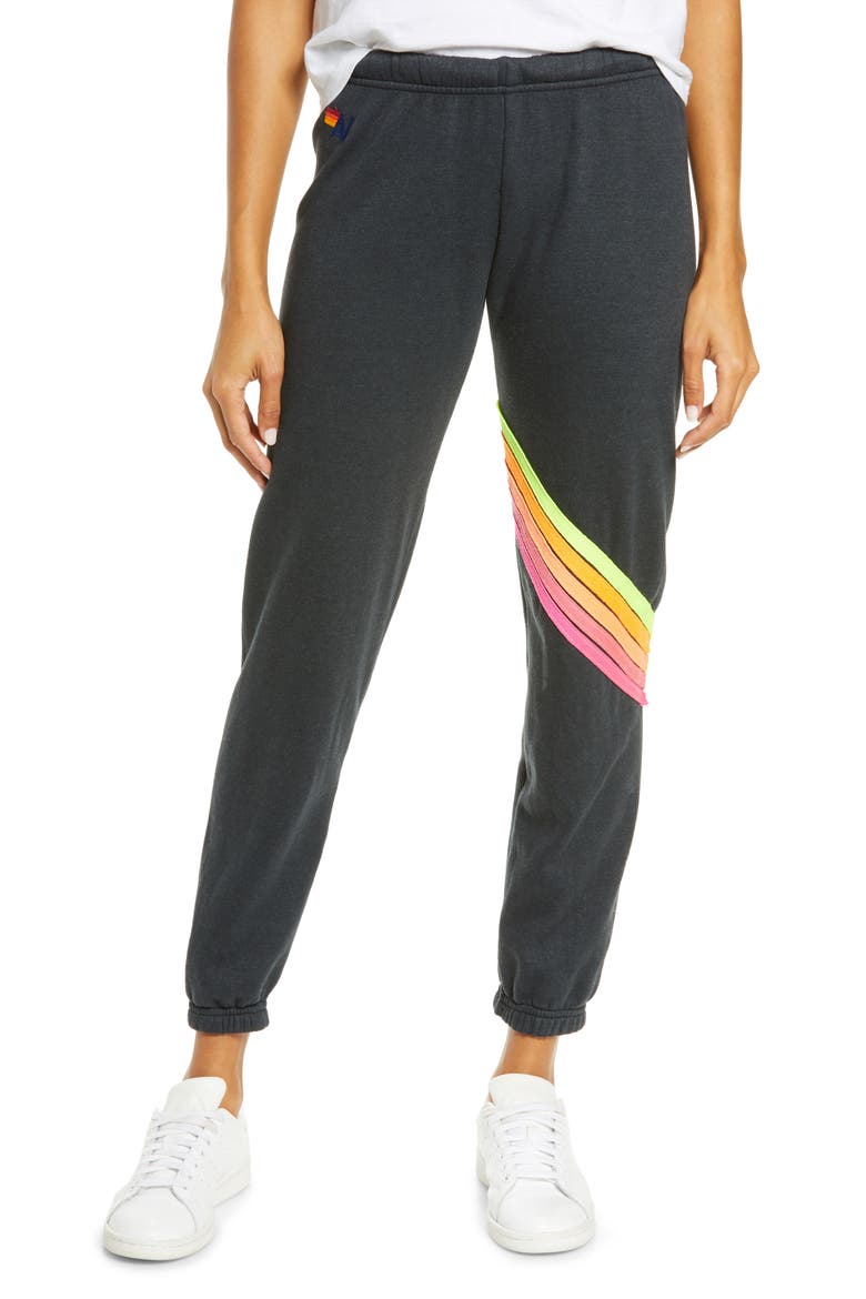 Chevron Stripe Joggers, Main, color, CHARCOAL/ NEON