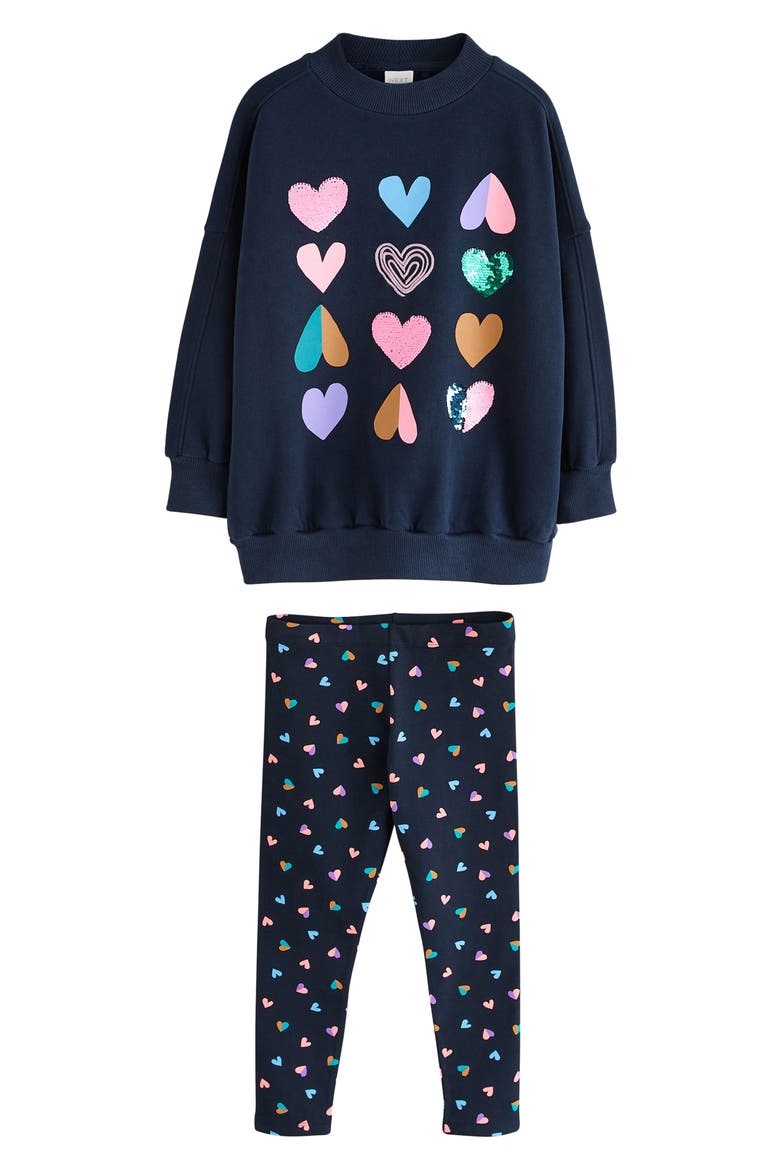 Kids' Sequin Heart Sweatshirt and Leggings Set, Main, color, BLUE