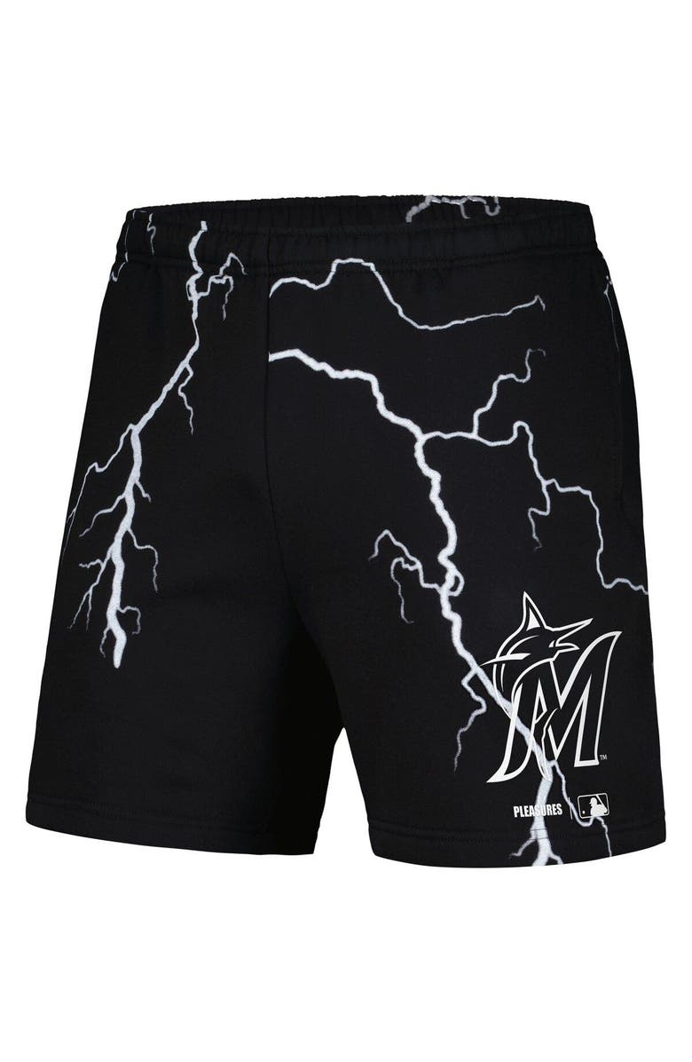 PLEASURES Men's PLEASURES  Black Miami Marlins Lightning Shorts, Alternate, color, 