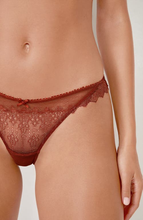 Etam Allusion Tulle & Lace Panties In Brown