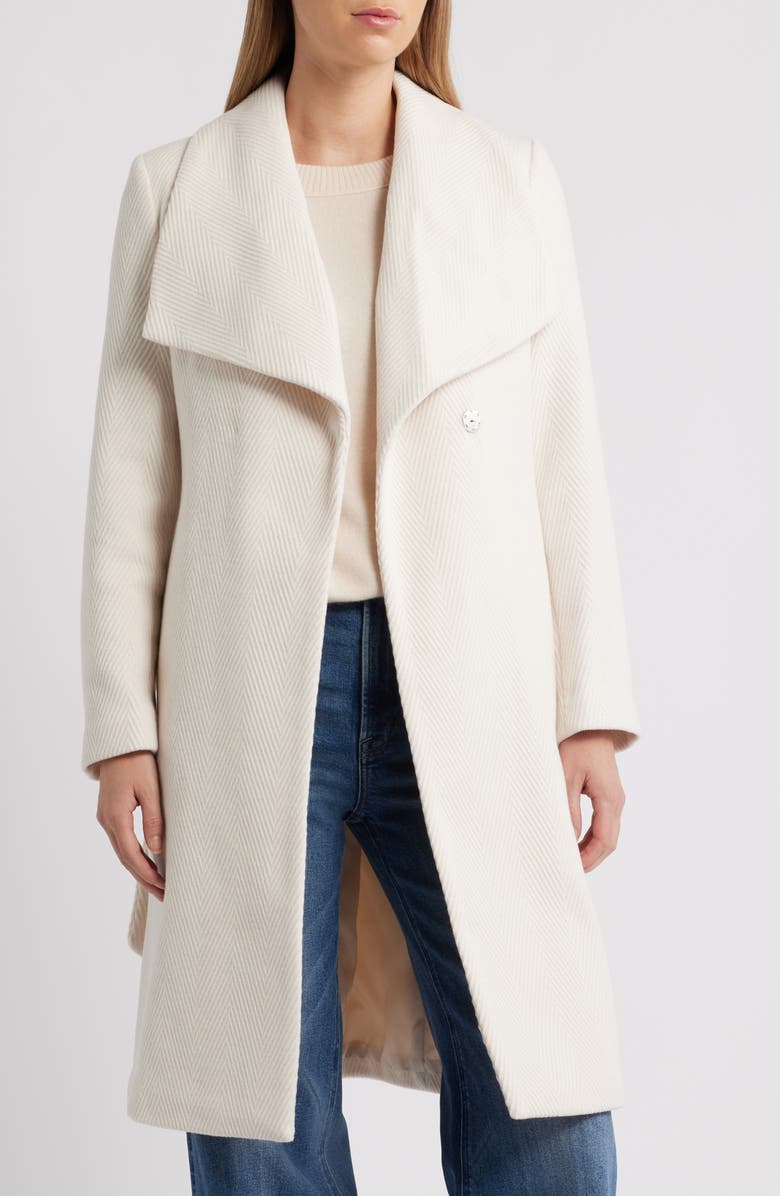 Sam Edelman Chevron Pattern Tie Waist Coat, Alternate, color, Modern Ivory