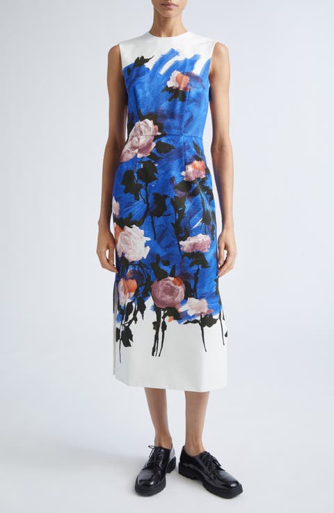 Floral Sleeveless Pencil Midi Dress
