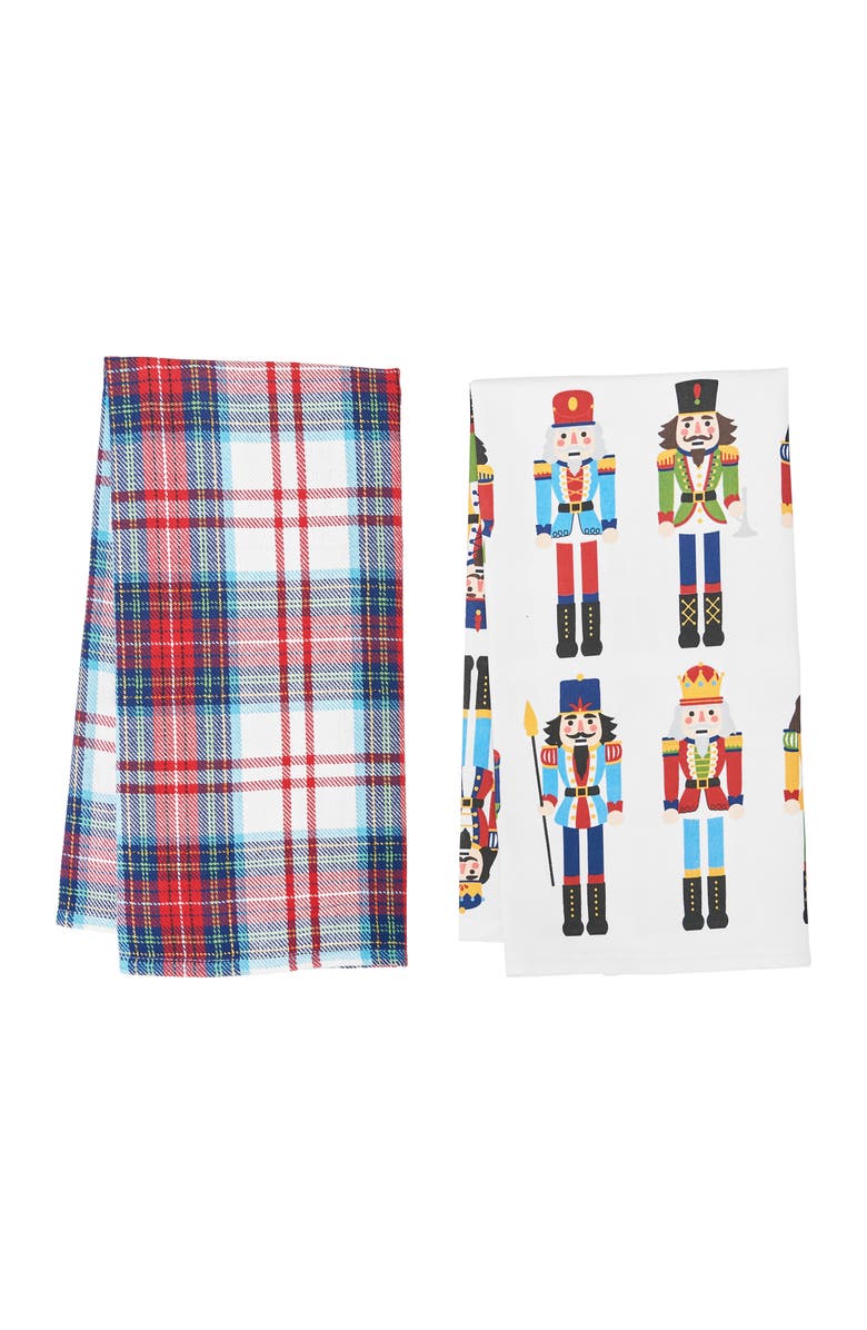C&F Home Nutcracker Plaid Printed & Woven Kitchen Towel Set of 2, Main, color, Blue