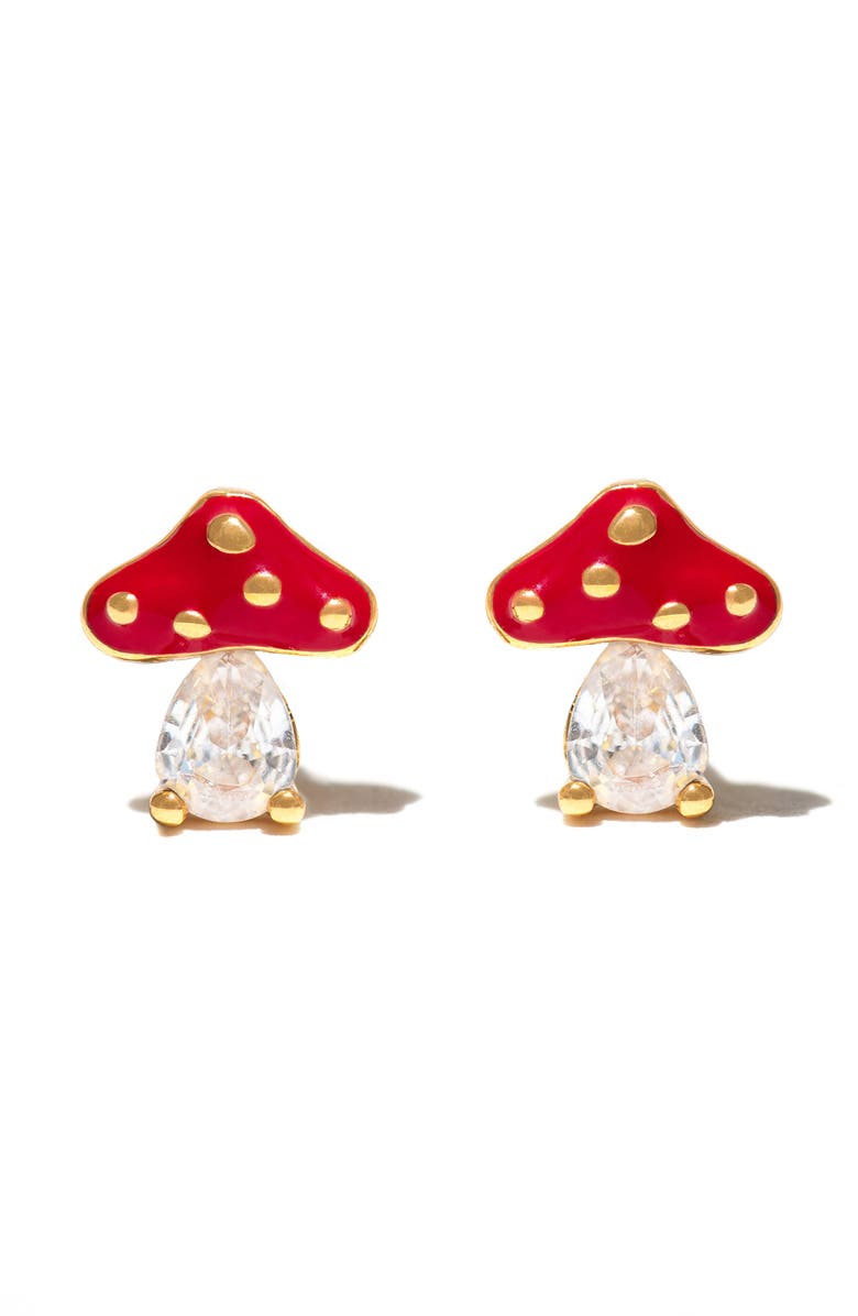 Girls Crew Magical Mushroom Stud Earrings, Main, color, Gold