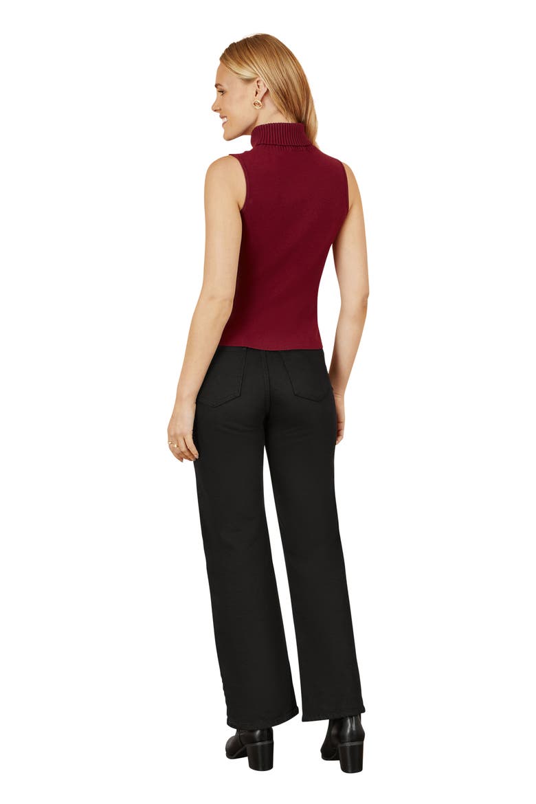 High Neck Knitted Sleeveless Sweater, Alternate, color, Burgundy