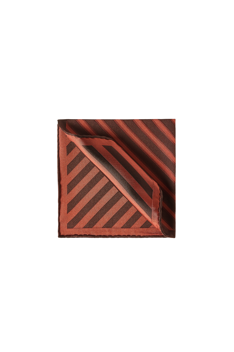 Regimental stripe silk pocket square, Alternate, color, Burned