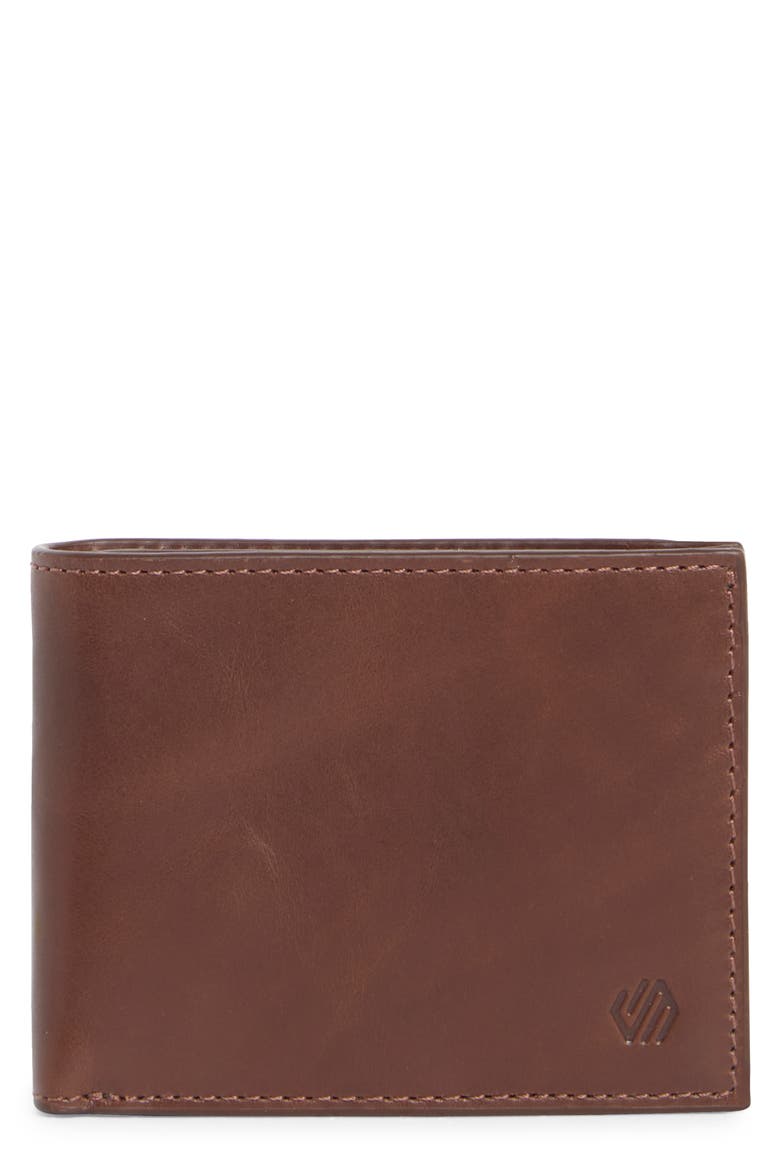 Hunter Glazed Leather Bifold Wallet, Main, color, MAHOGANY