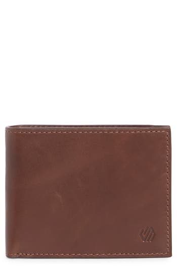 Johnston & Murphy Hunter Glazed Leather Bifold Wallet In Brown