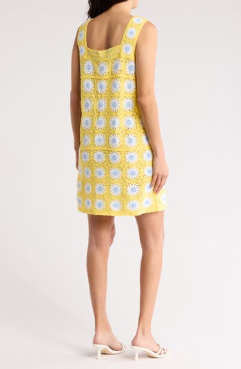 Patch Floral Sleeveless Crochet Dress