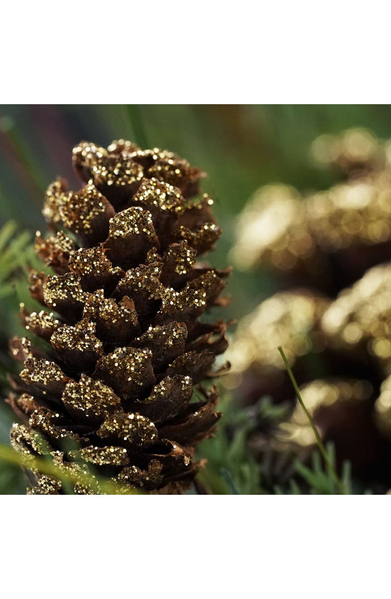 Northlight 30" Artificial Mixed Pine with Pine Cones and Gold Glitter Christmas Wreath - Unlit, Alternate, color, Green