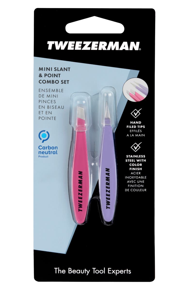 TWEEZERMAN Mini Slant Oval & Point Tweezer Combo Set, Alternate, color, Multi