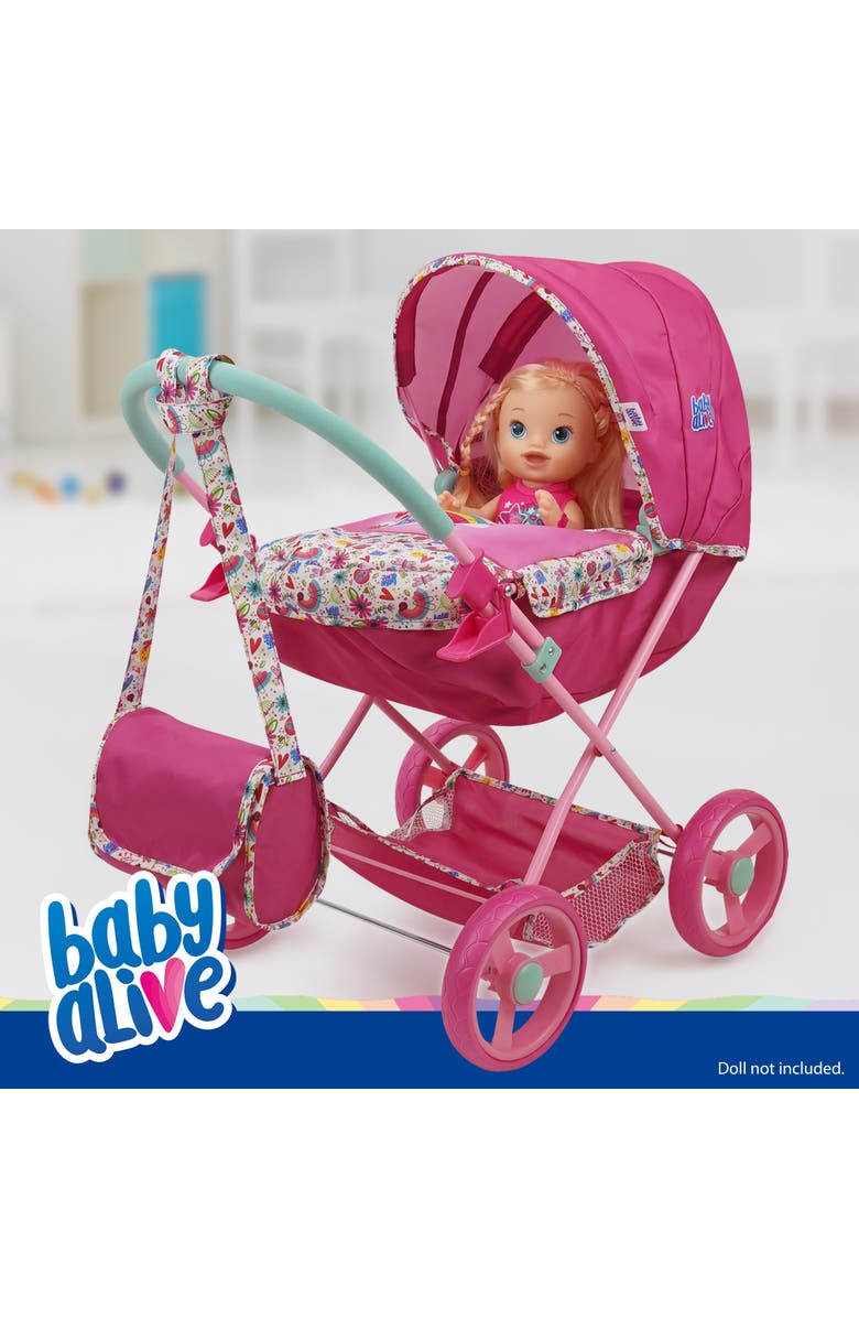 Baby Alive Deluxe Classic Doll Pram Pink & Rainbow Fits Dolls Up To 18", Alternate, color, 
