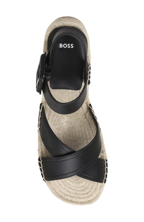 Hugo Boss Boss Machica Espadrille Ankle Strap Platform Wedge Sandal