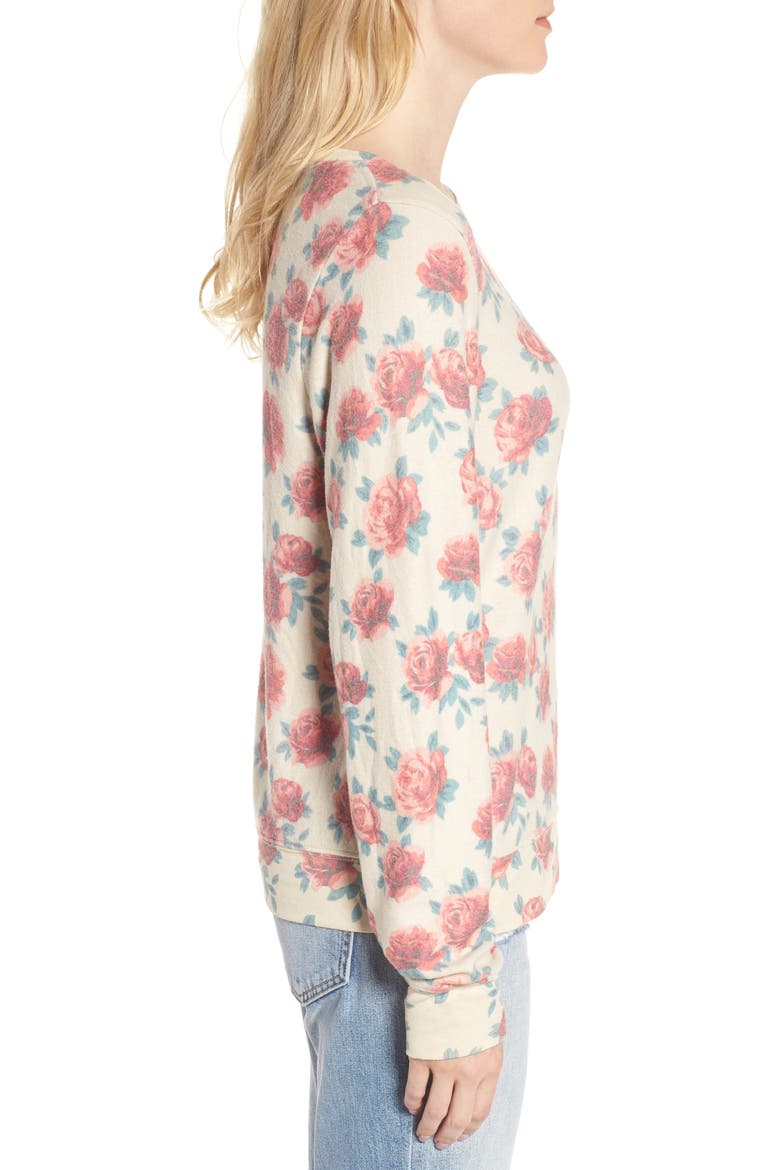 Rose Print Baggy Beach Jumper Pullover, Alternate, color, MULTI/ PALE MOON