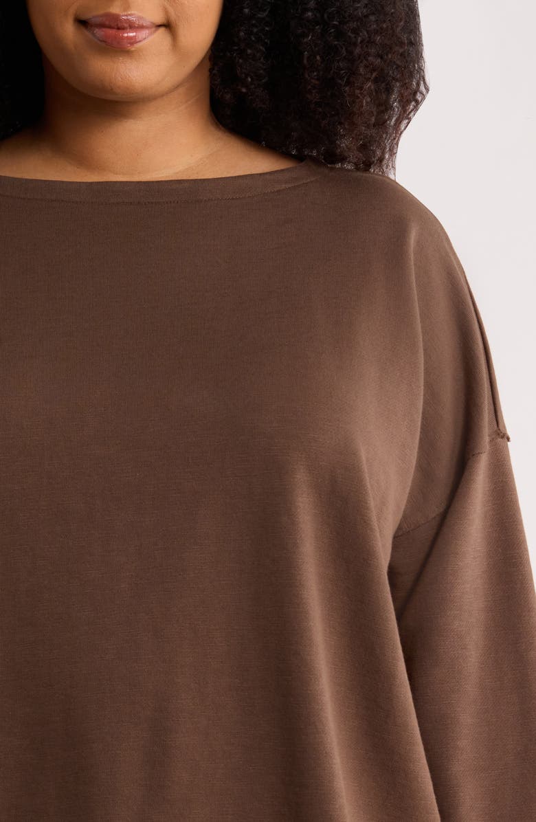 Eileen Fisher Bateau Neck Organic Cotton Sweatshirt, Alternate, color, Wren