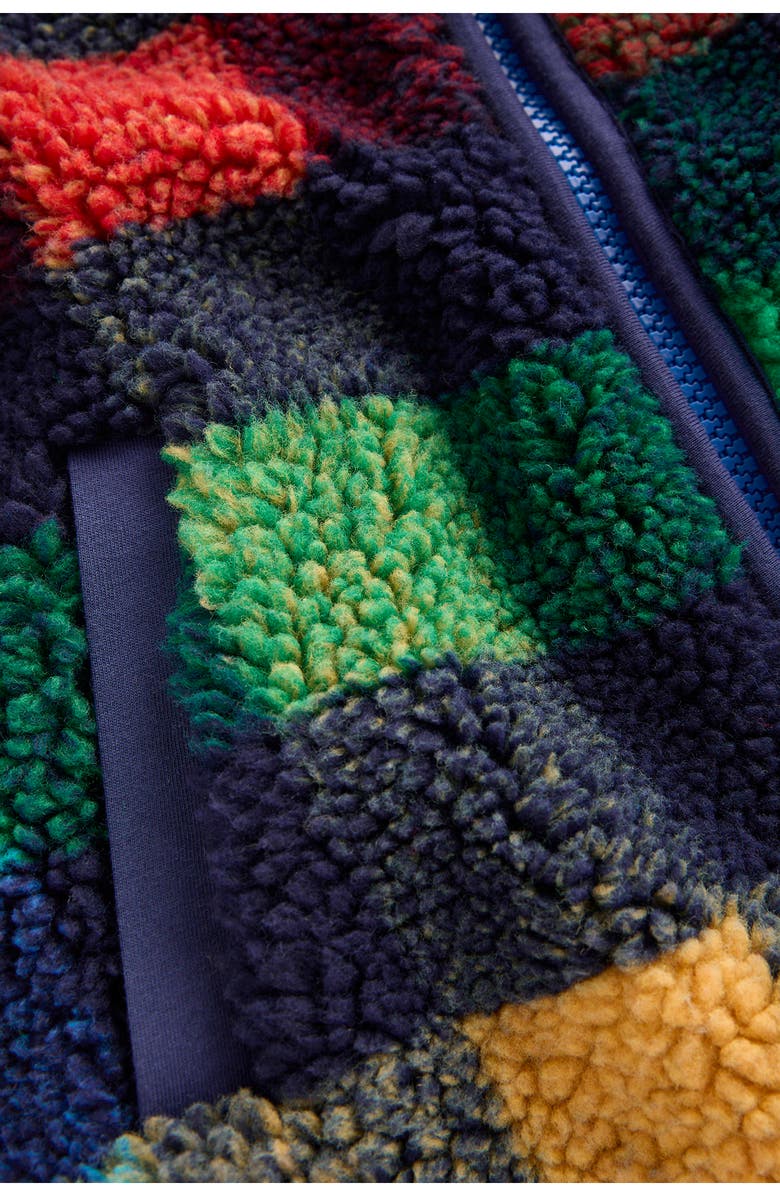 Mini Boden Kids' Cozy Fleece Jacket, Alternate, color, Navy Check