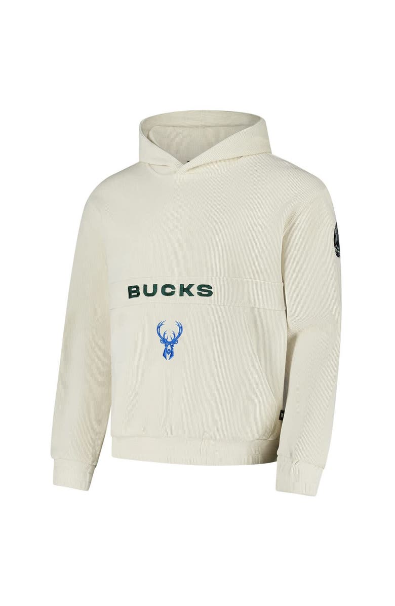 THE WILD COLLECTIVE Unisex The Wild Collective Cream Milwaukee Bucks Corduroy Tri-Blend Pullover Hoodie, Alternate, color, Cream