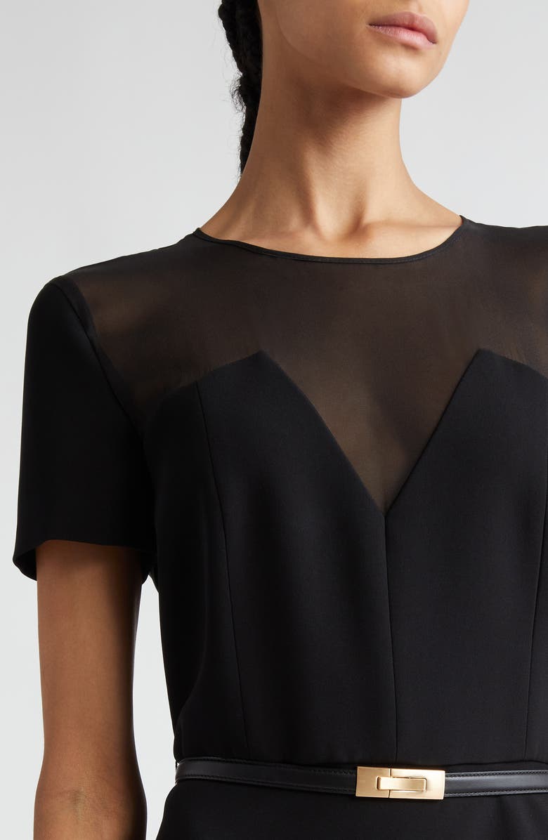 Max Mara Studio Asturie Mixed Media Belted Dress, Alternate, color, 