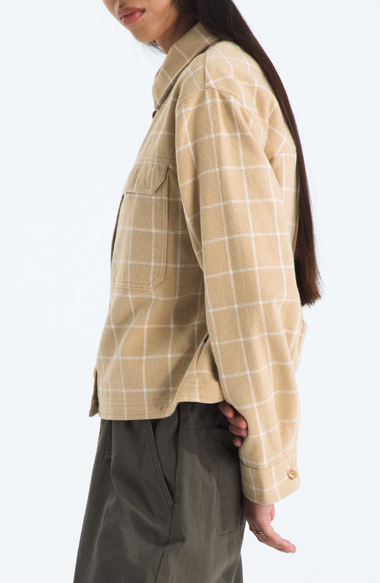 The North Face Valley Plaid Organic Cotton Flannel Shirt Jacket, Alternate, color, Khaki Stone Grid Large Plaid