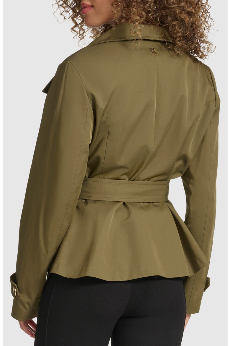Double Breasted Peplum Trench Jacket, Alternate, color, OLIVE