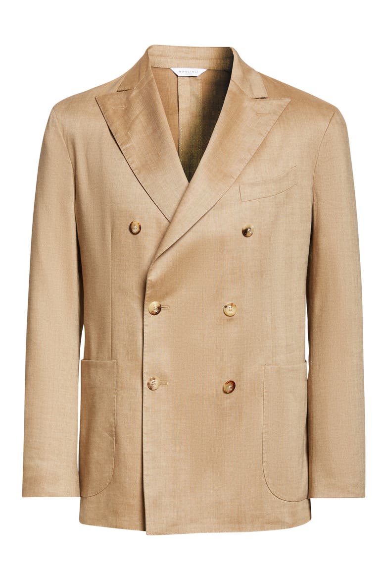 K-Jacket Double Brested Tan Linen & Wool Sport Coat, Alternate, color, SIENNA