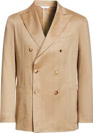 Boglioli K-Jacket Double Brested Tan Linen & Wool Sport Coat