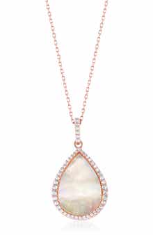 SUZY LEVIAN Cubic Zirconia & Mother-of-Pearl Teardrop Pendant Necklace